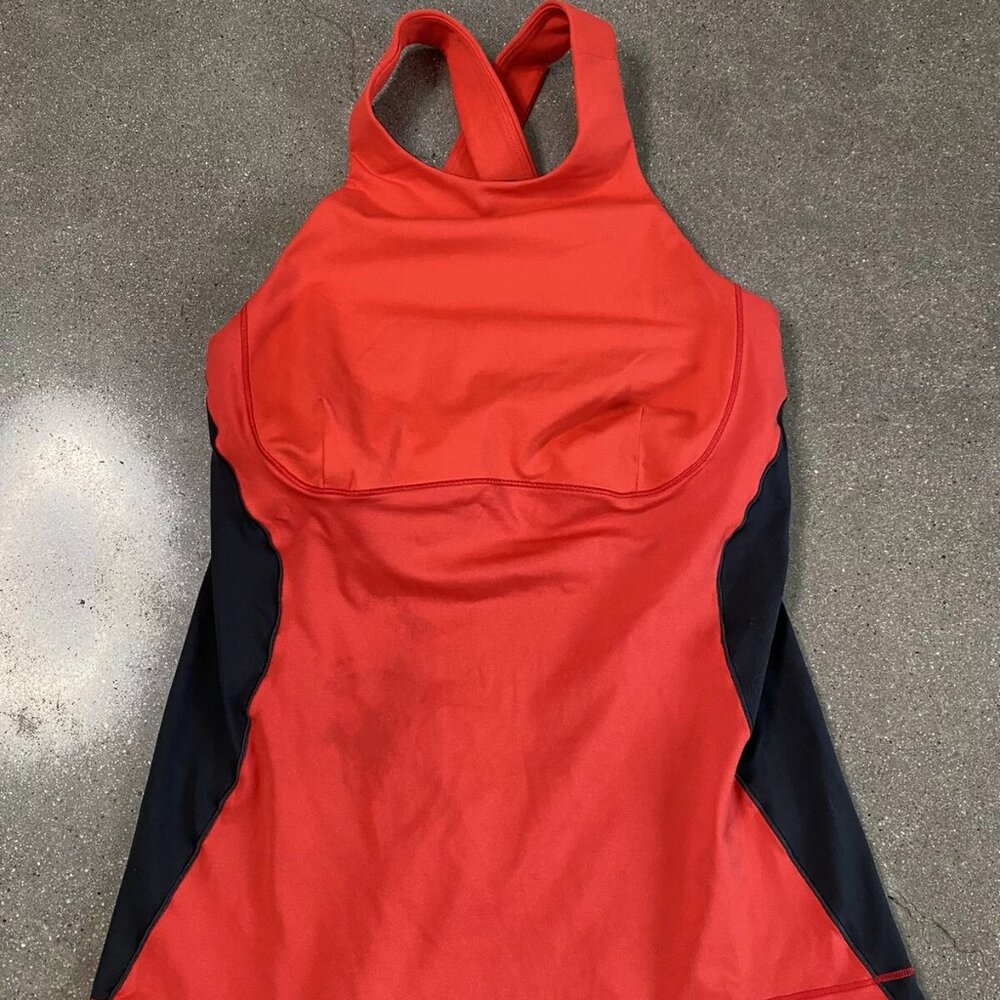 lululemon red & black adjustable athletic tank top womens 6